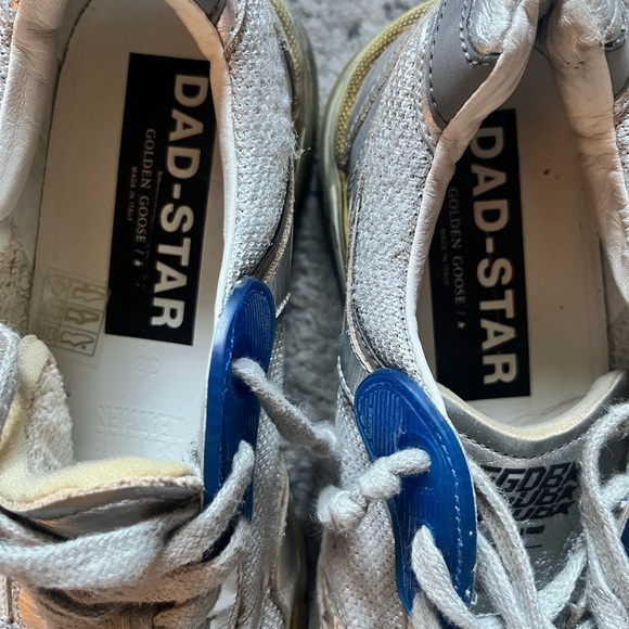 Golden Goose dad sneakers- Metallic Silver and Blue Sneakers - Picture 4 of 8